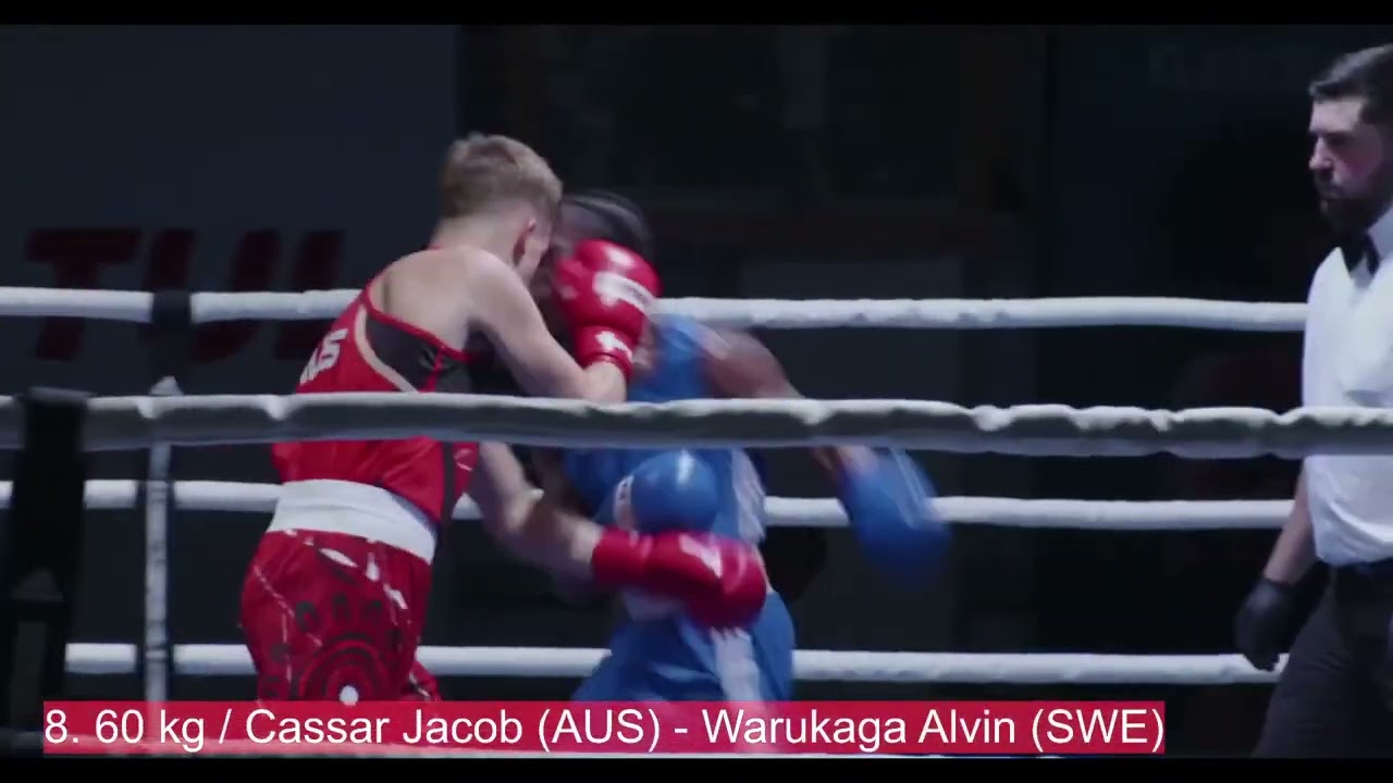 Jacob Cassar (AUS) vs. Alvin Warukaga (SWE) GeeBee Tournament 2025 (60kg) background