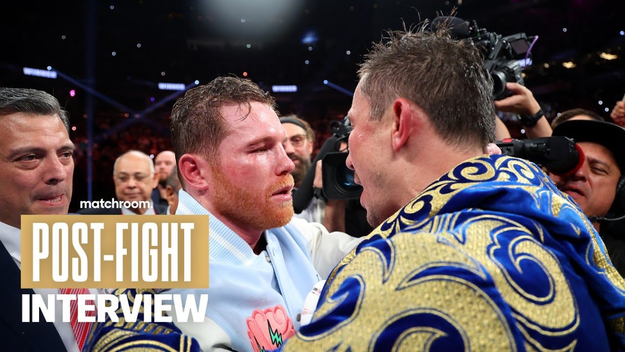Trilogy settled: Canelo Alvarez and Gennadiy Golovkin post-fight interviews background