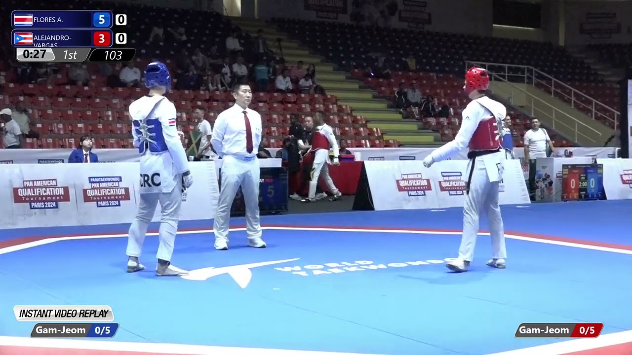 103 Round of 16 M 80kg CRC FLORES A PUR ALEJANDRO VARGAS background