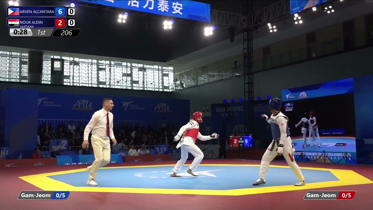 206 Round of 16 M 68kg PHI ARVEN ALCANTARA SYR NOUR ALDIN JAIDANI background