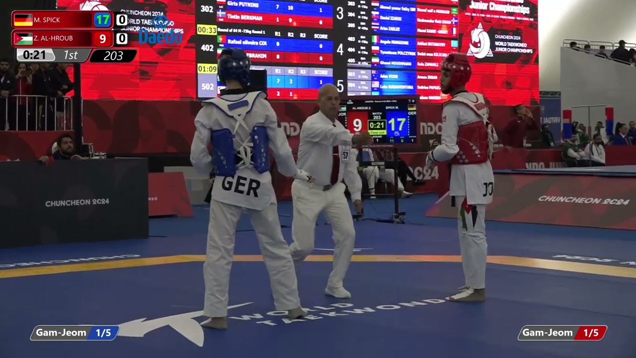 203 Round of 64 Men 73kg GER M SPICK JOR Z AL HROUB background