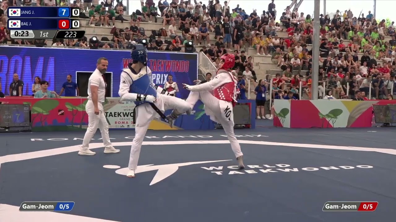 223 Quarterfinals MEN M 58KG KOR JANG J KOR BAE J background