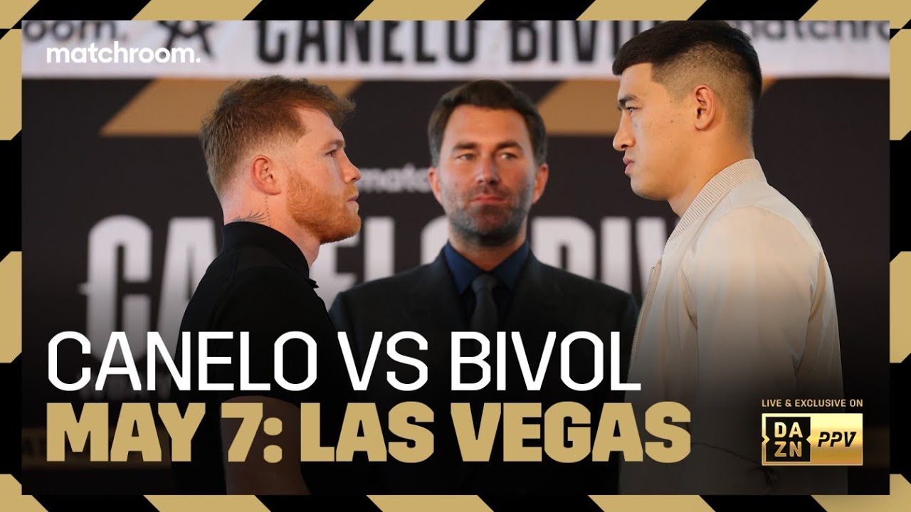 THE FIRST FACE OFF: Canelo Alvarez vs Dmitry Bivol background