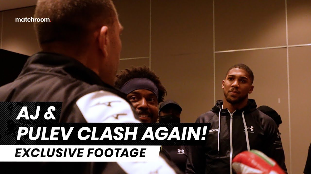 UNSEEN CLIP | Anthony Joshua & Kubrat Pulev continue war of words at rules meeting after weigh-in