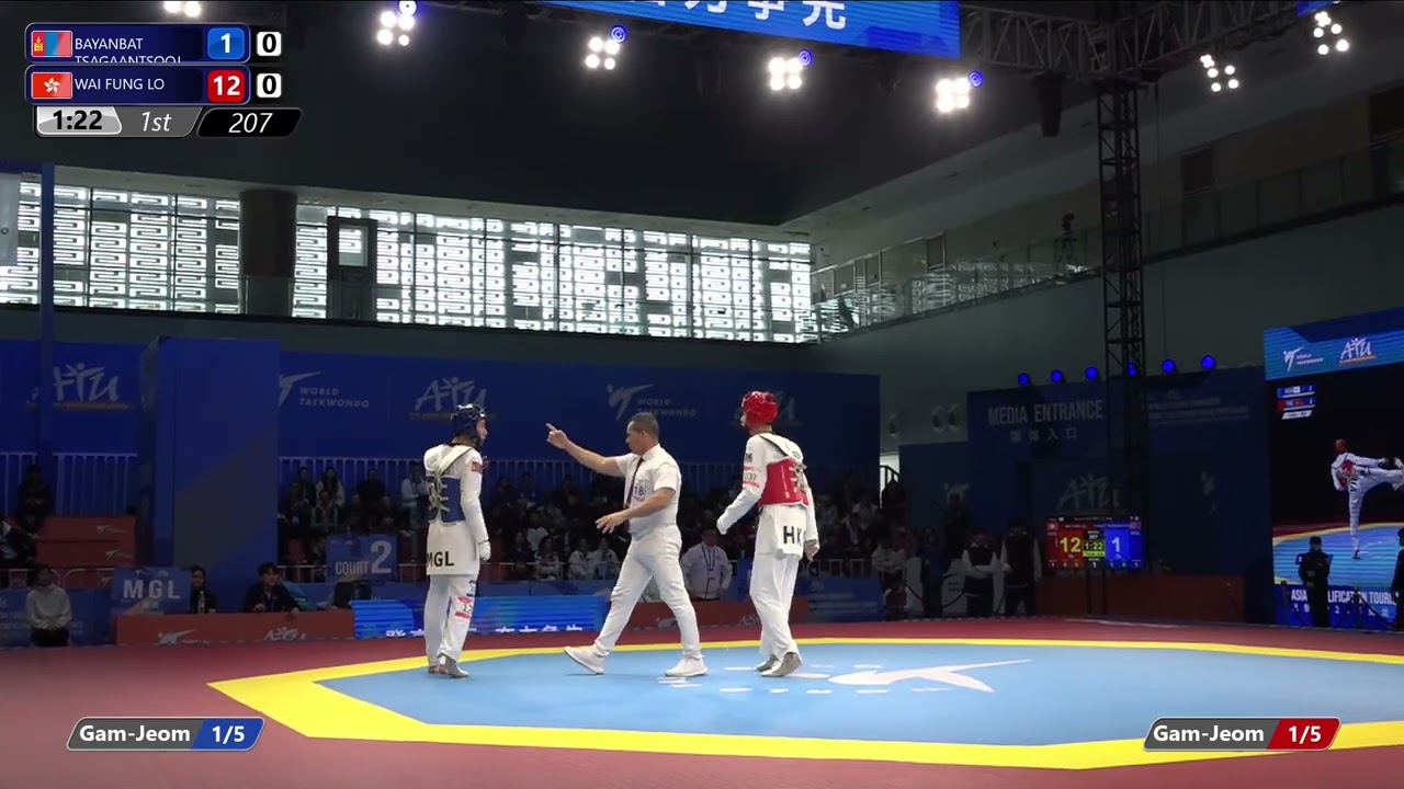 207 Round of 16 M 68kg MGL BAYANBAT TSAGAANTSOOJ HKG WAI FUNG LO