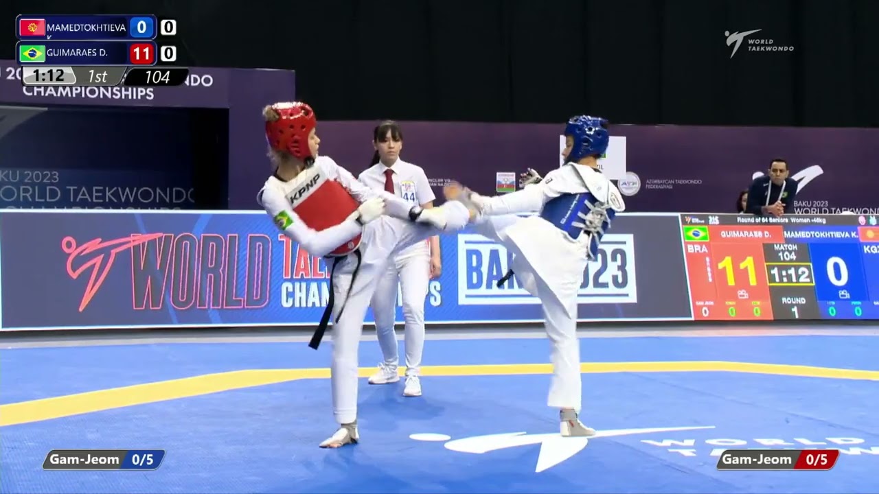 104 Round of 64 Women 46kg KGZ MAMEDTOKHTIEVA Kamila BRA GUIMARAES Dangela background