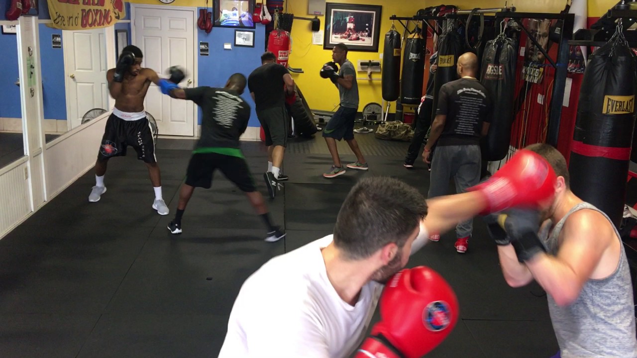 Adult boxing technique background