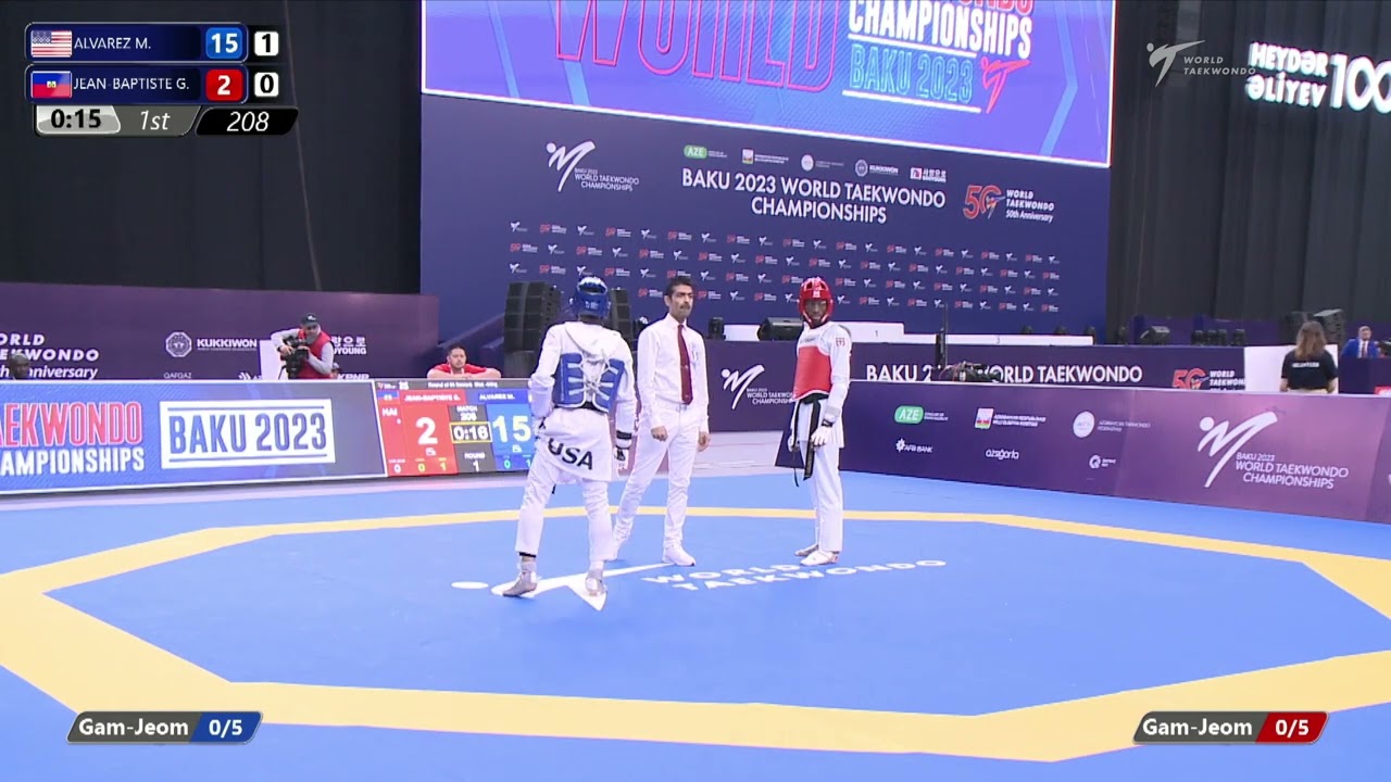 208 R64 Men 54kg USA ALVAREZ M HAI JEAN BAPTISTE G background
