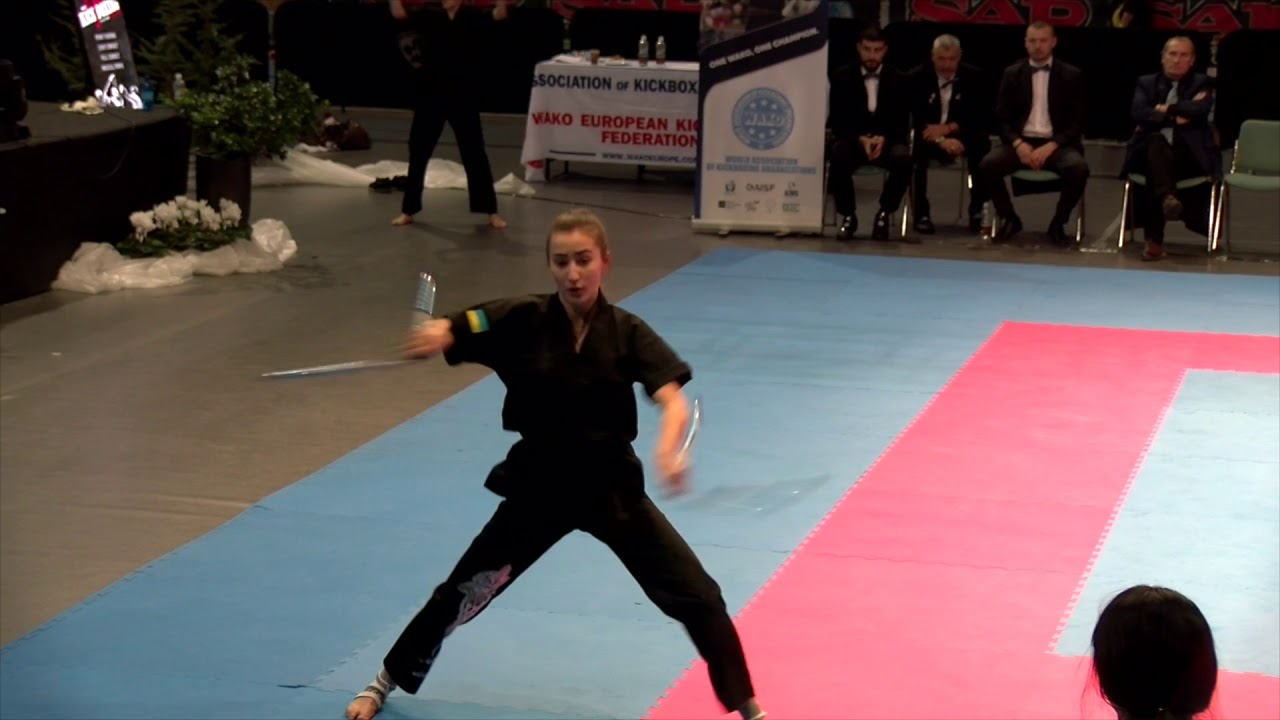 Kateryna Glaka Weapons WAKO European Championships 2018 background