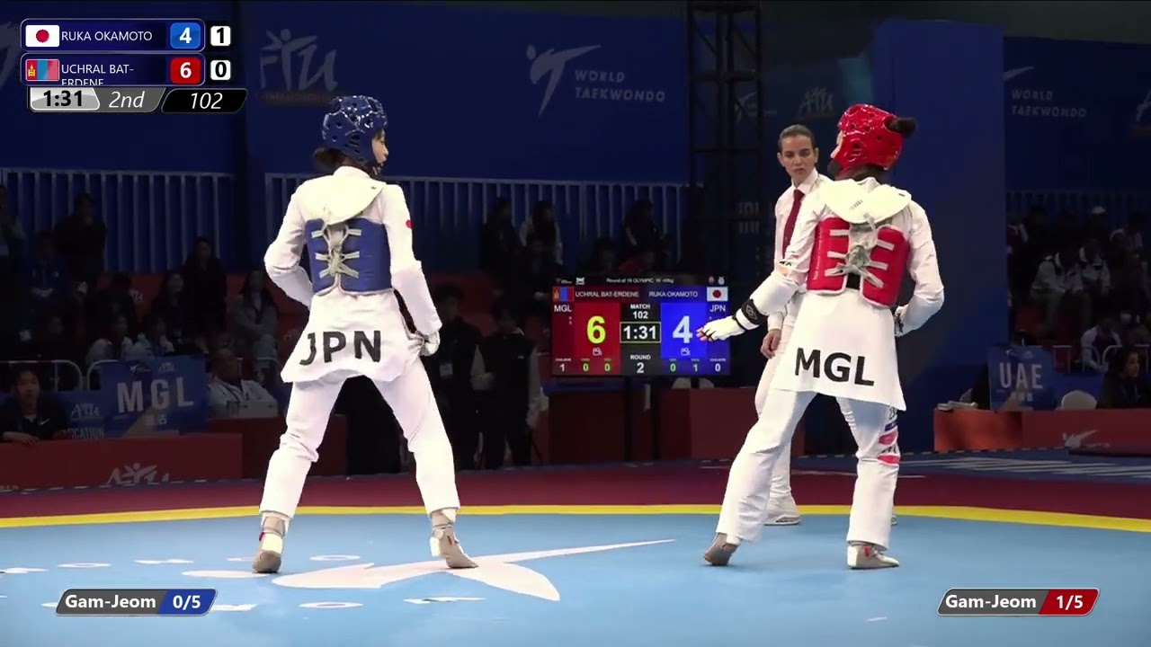 102 Round of 16 W 49kg JPN Ruka OKAMOTO MGL Uchral BAT ERDENE backdrop