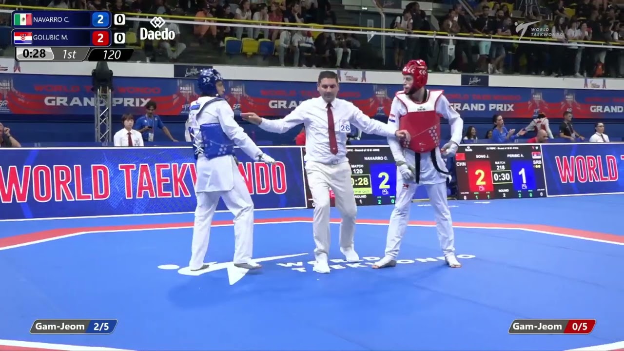 120 Round of 16 MEN M 68KG MEX NAVARRO C CRO GOLUBIC M background