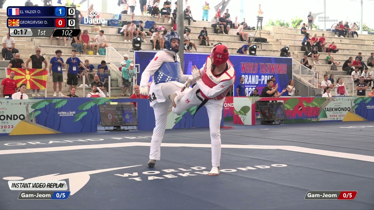 102 Round of 32 MEN M +80KG FRA EL YAZIDI O MKD GEORGIEVSKI D background