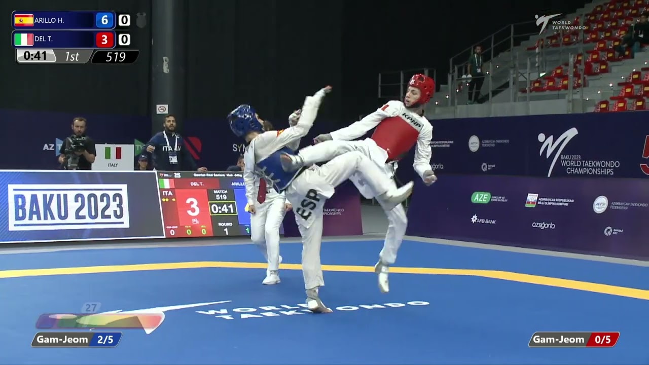 519 Quarter final Men 54kg ESP ARILLO H ITA DEL T background