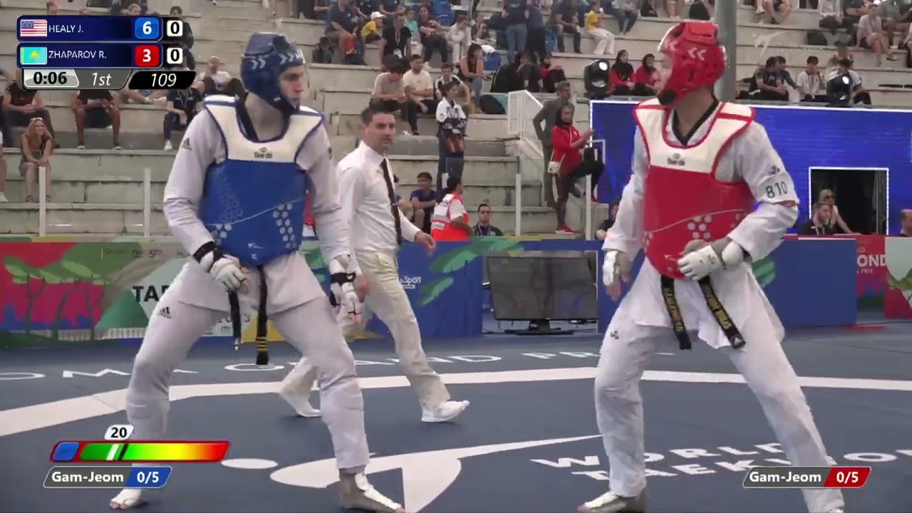 109 Round of 32 MEN M +80KG USA HEALY J KAZ ZHAPAROV R background