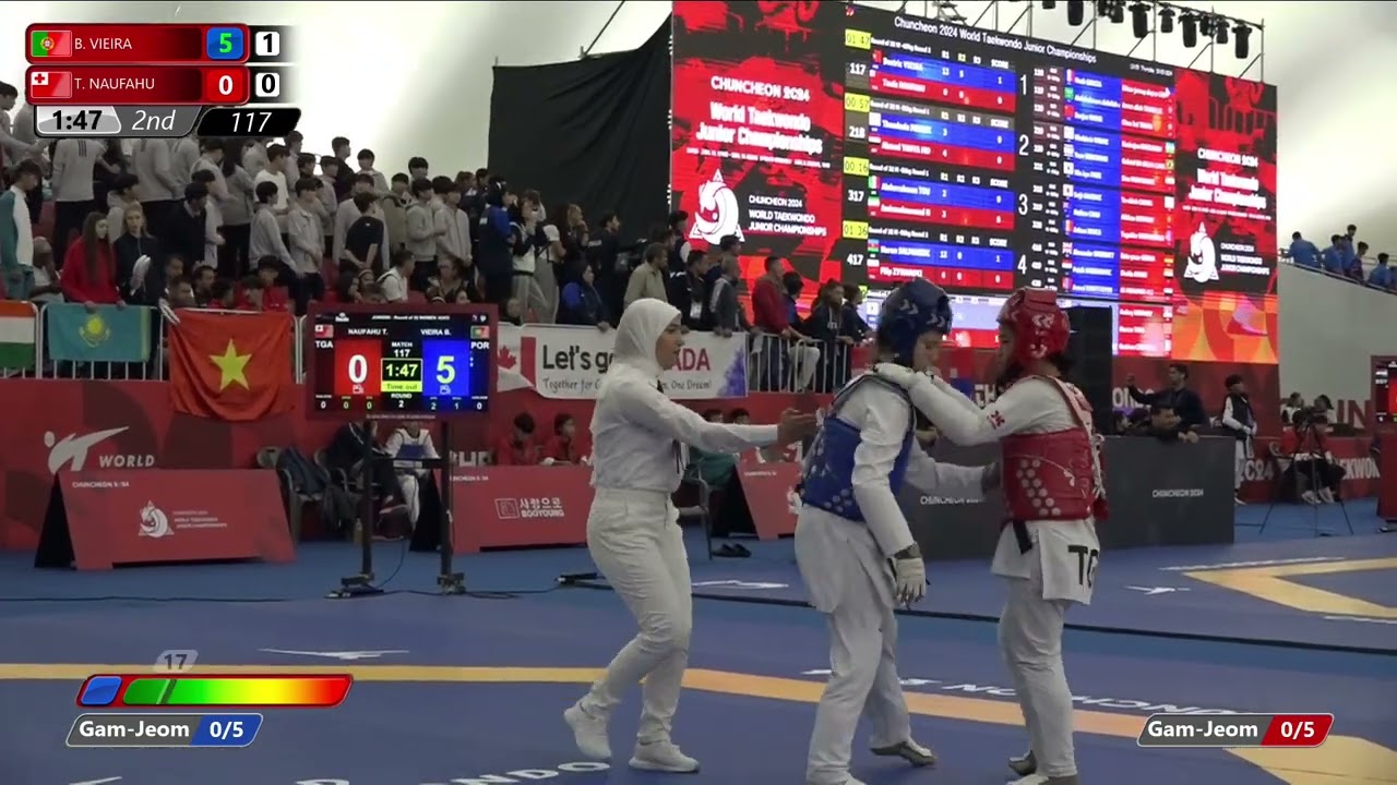117 Round of 32 Women 63kg POR VIEIRA Beatriz TGA NAUFAHU Taufa background