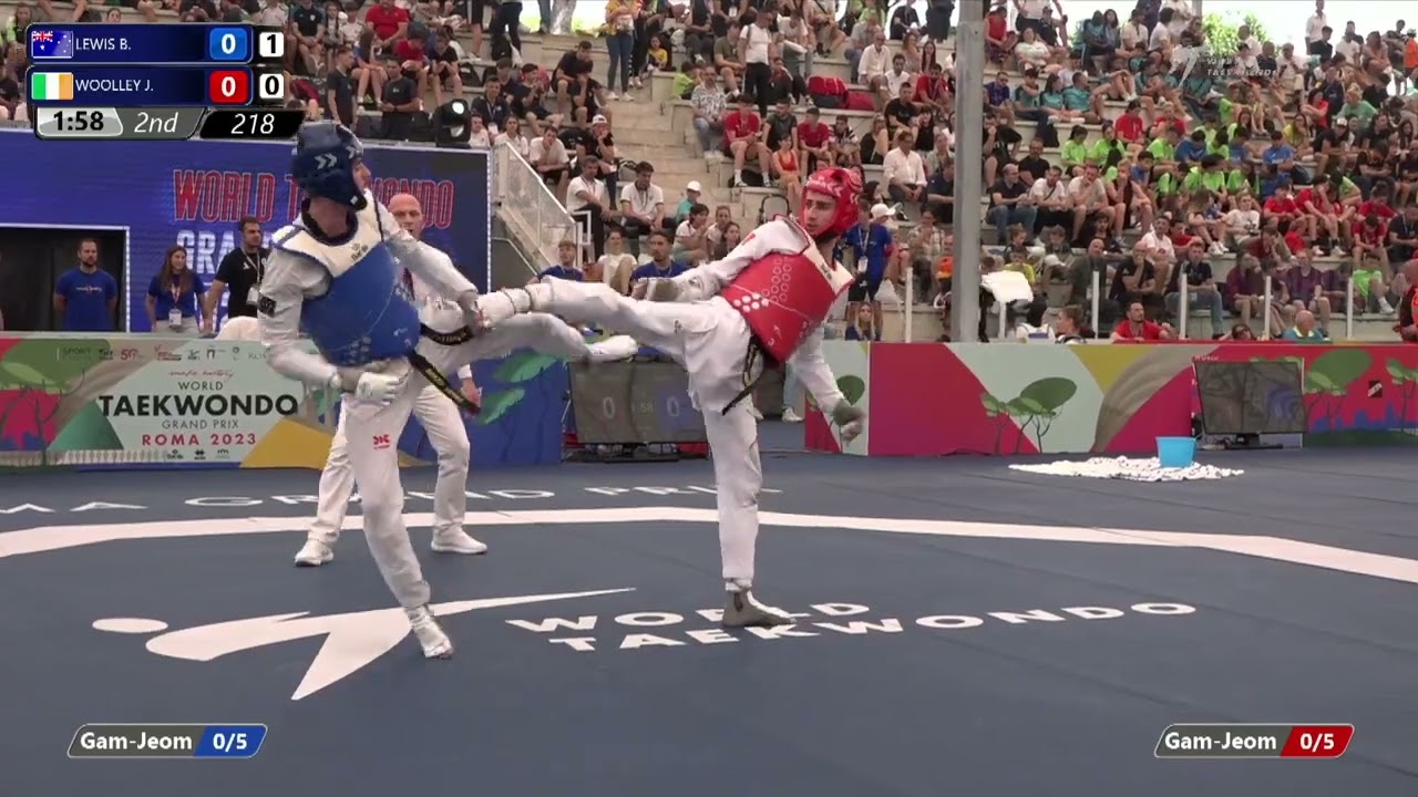 218 Round of 16 MEN M 58KG AUS LEWIS B IRL WOOLLEY J background
