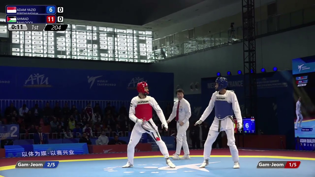 204 Round of 16 M 68kg INA Adam yazid FERDYANSYAH PLE Ahmad BAHLOOOL background