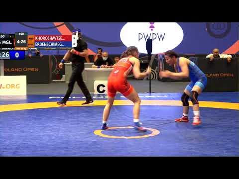 Round 3 WW - 55 kg: O. KHOROSHAVTSE (RUS) v. S. ERDENECHIMEG (MGL) background