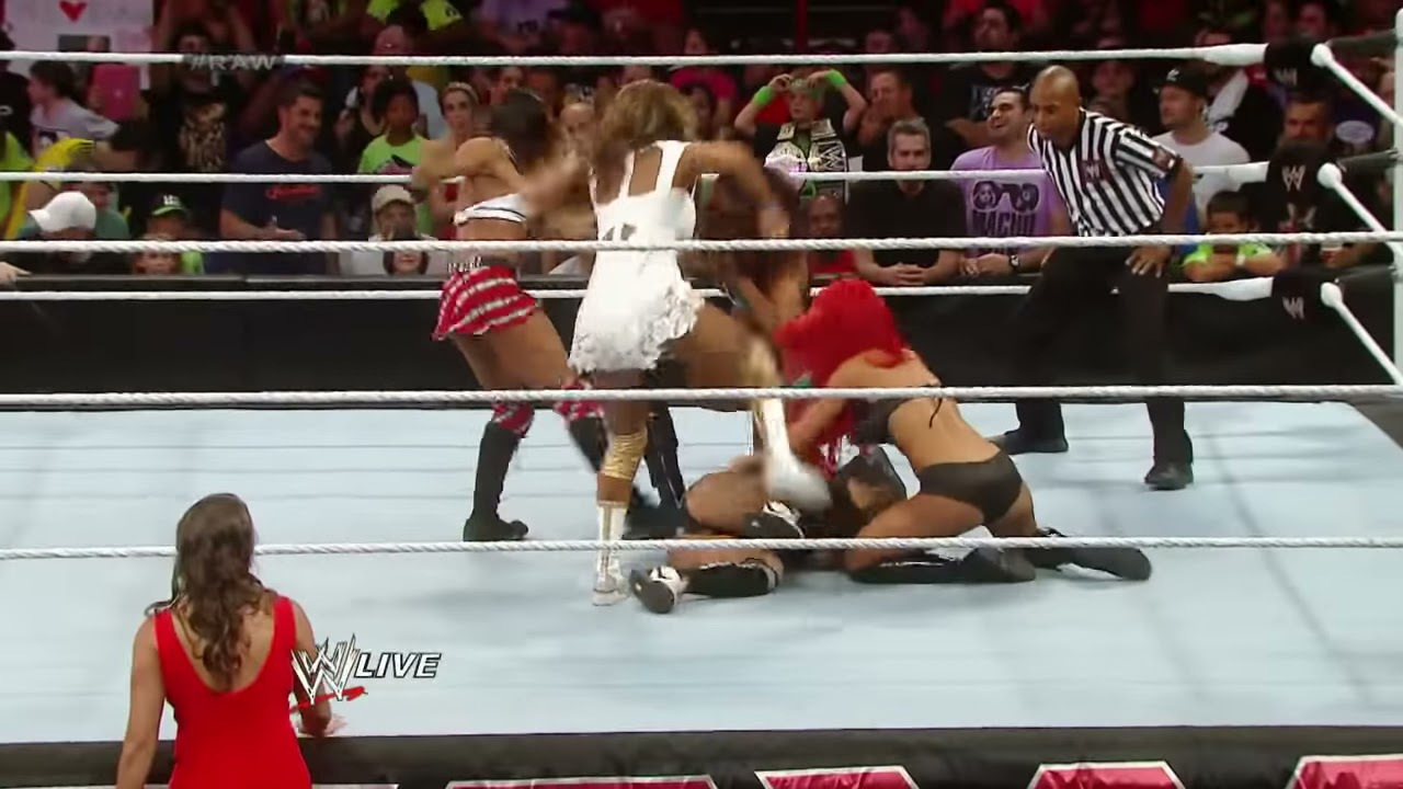 Cameron, Mendes, Fox & Marie vs. Nikki Bella - 4-on-1 Handicap Match: Raw, July 21, 2014 background