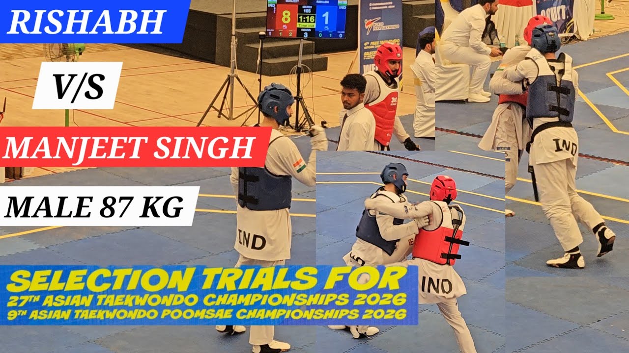 Rishabh vs Manjeet Singh 🔥 Male 87KG Fight | Selection Trials for 27th Asian Taekwondo Championship