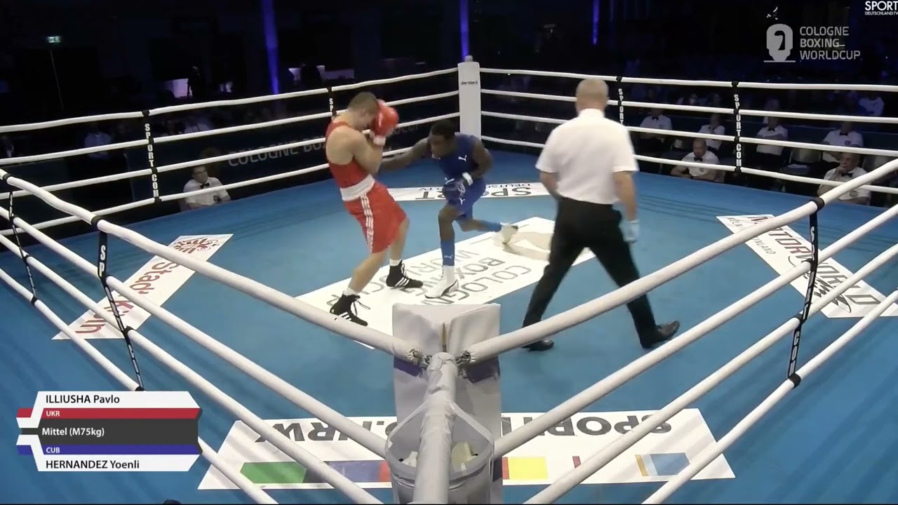 Yoenlis Hernández (CUB) vs. Pavlo Illiusha (UKR) Cologne World Cup 2022 Final (75kg) background