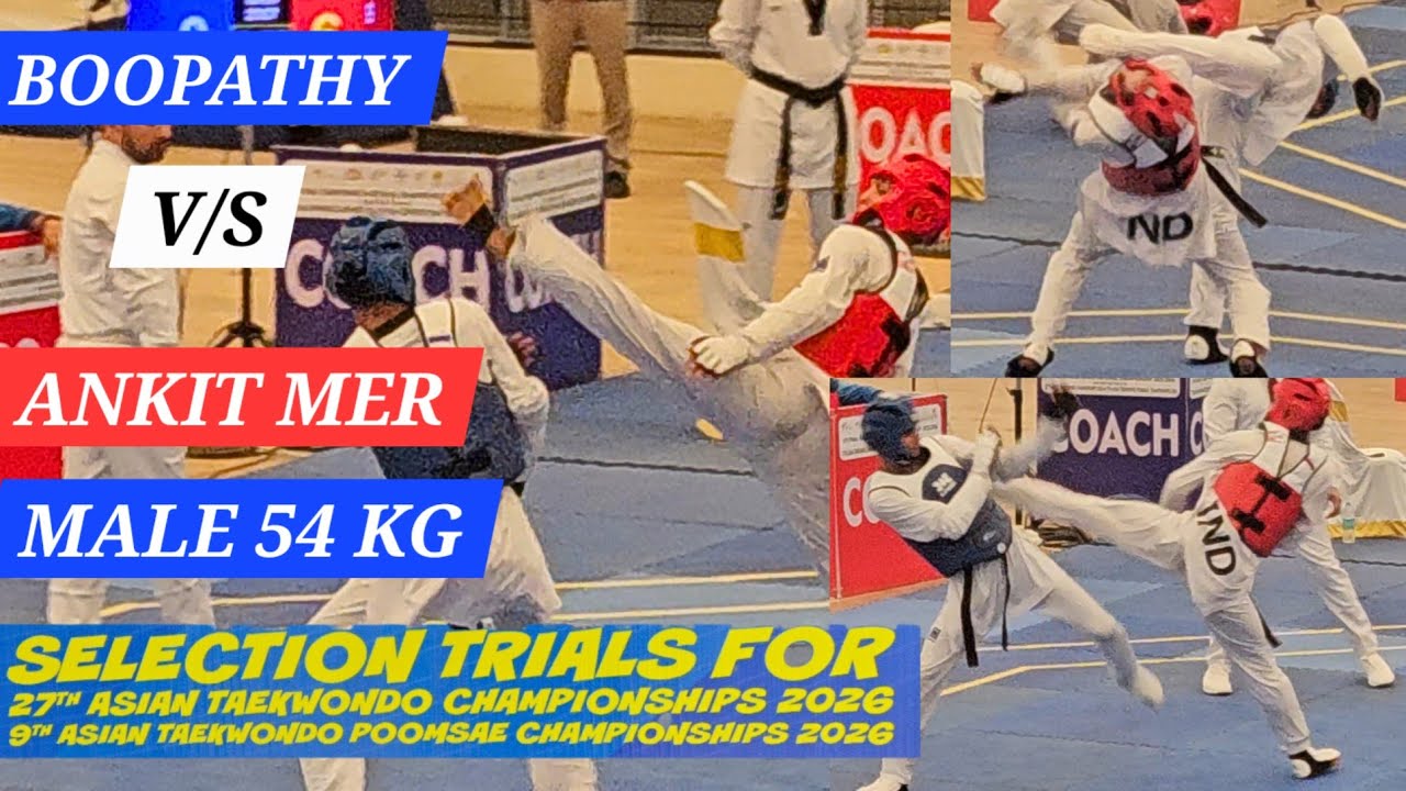 Boopathy vs Ankit Mer 54kg Taekwondo Fight Highlights, Fast Kicks, Smart Defense, Selection Trials