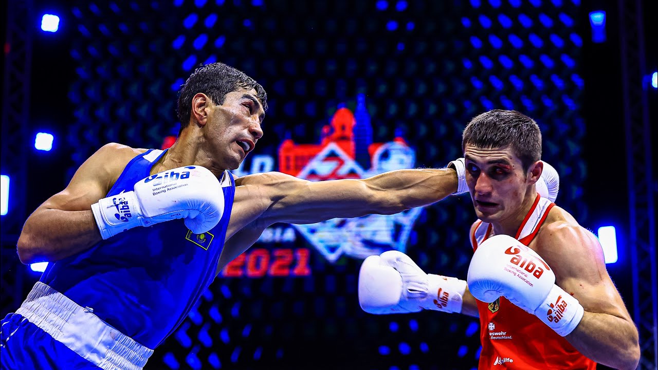 Aslanbek Shymbergenov (KAZ) vs. Magomed Schachidov (GER) AIBA World Boxing Championships 2021 (71kg) background