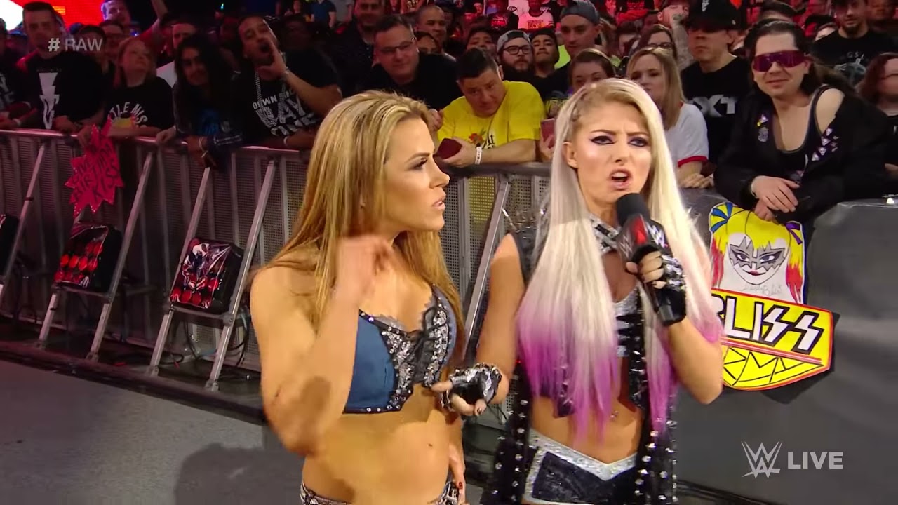 Nia Jax & Ember Moon vs. Mickie James & Alexa Bliss: Raw, Apr. 9, 2018 background