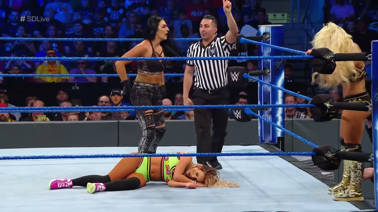Sonya Deville & Mandy Rose vs. Carmella & Ember Moon: SmackDown LIVE, May 7, 2019 background