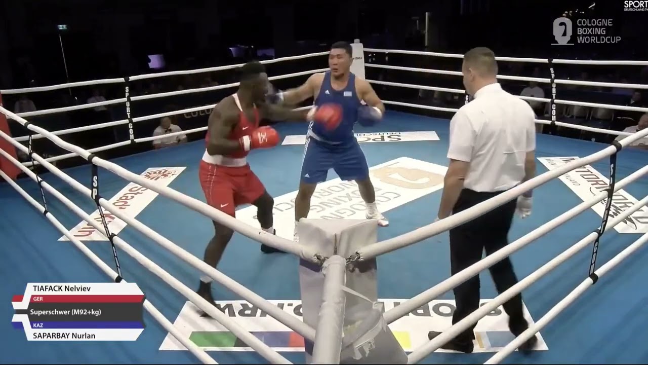 Nelvie Tiafack (GER) vs. Nurlan Saparbay (KAZ) Cologne World Cup 2022 SF's (92+kg) background