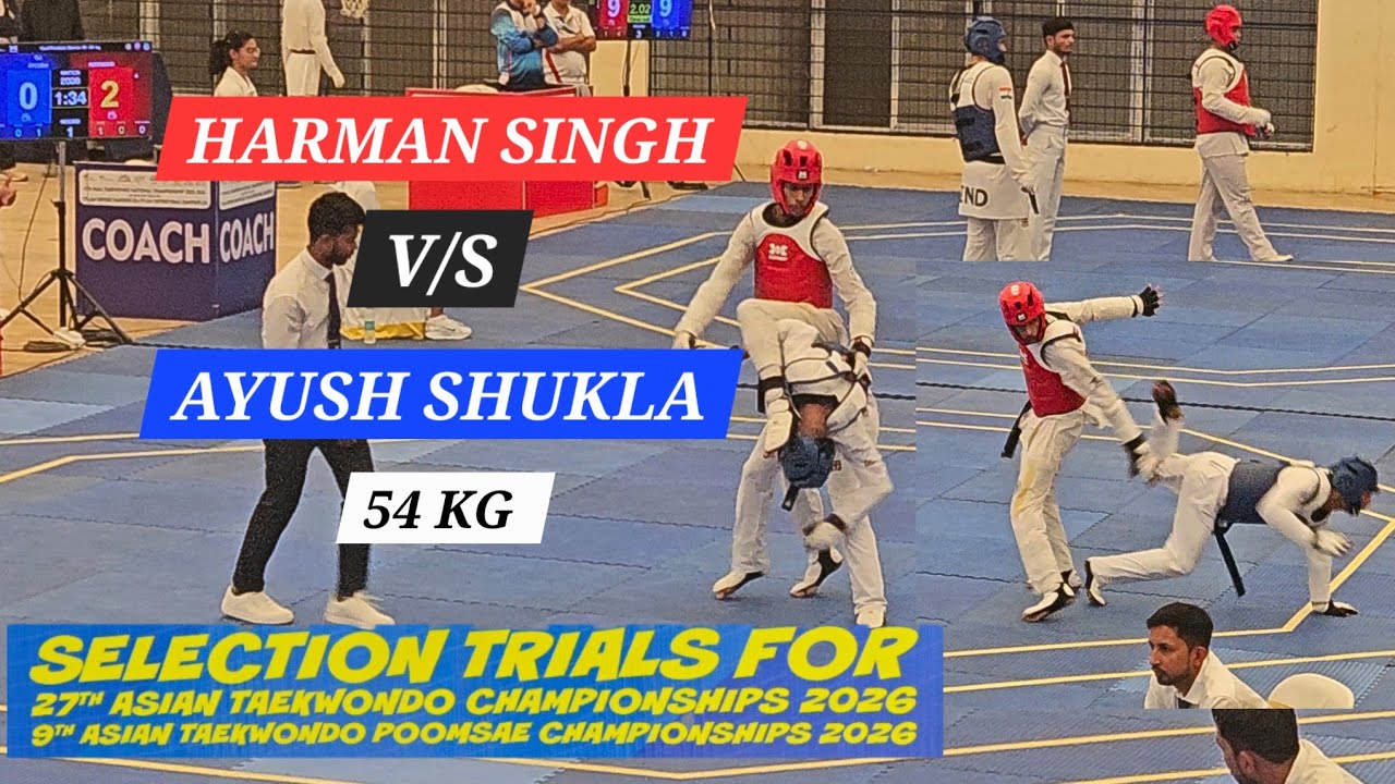 Harman Singh vs Ayush Shukla | 54KG Taekwondo Fight | INSANE Head Kick 🔥 Selection Trials #54kg 