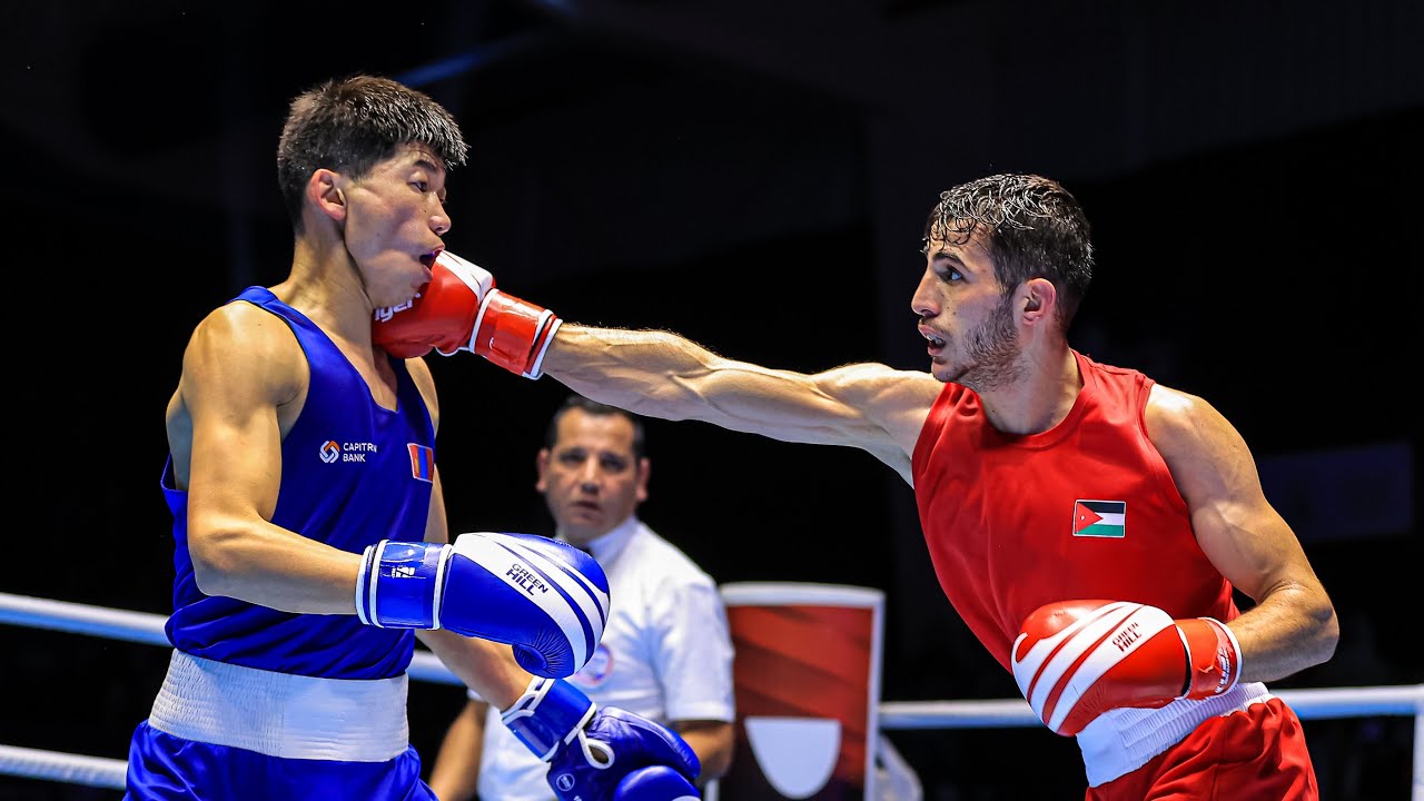 Mohammad Abu Jajeh (JOR) vs. Buyandalai Bayarkhuu (MGL) Asian Championships 2022 Final (60kg) background