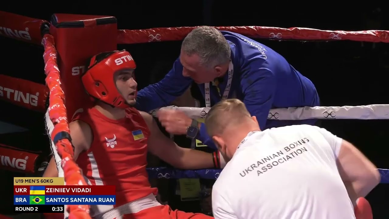 Vidadi Zeiniiev (UKR) vs. Ruan Santana (BRA) World Boxing U19 Championships 2024 QF's (60kg) background