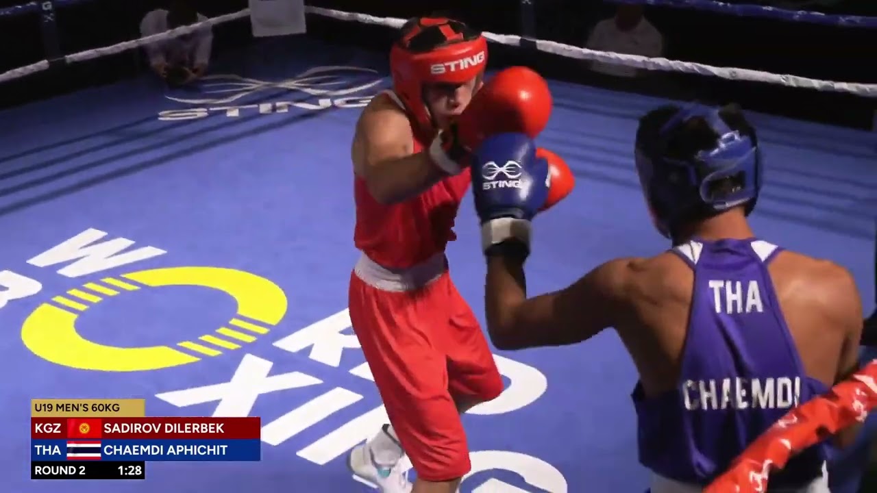 Aphichit Chaemdi (THA) vs. Dilerbek Sadirov (KGZ) World Boxing U19 Championships 2024 (60kg) backdrop