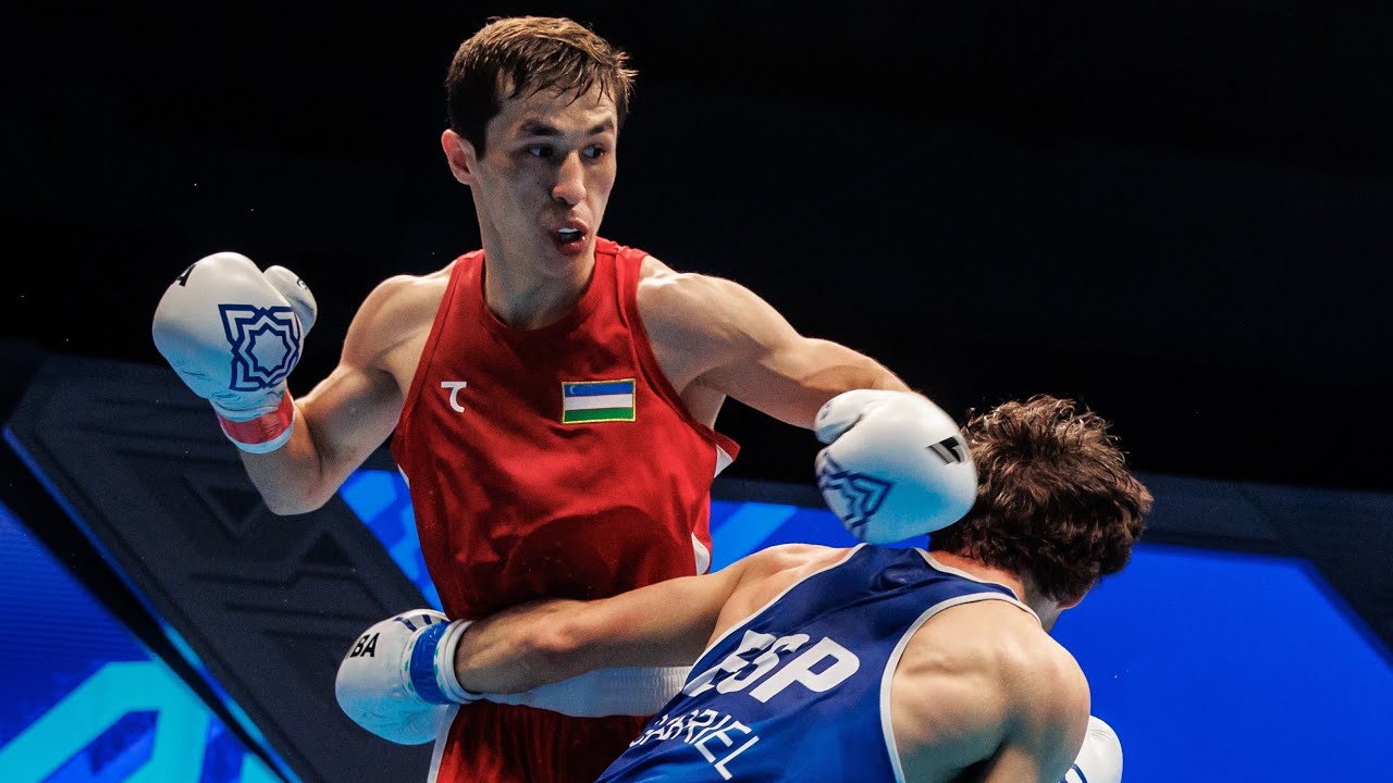 Oybek Jurayev (UZB) vs. Gabriel Escobar (ESP) IBA World Boxing Championships 2023 QF's (54kg) backdrop