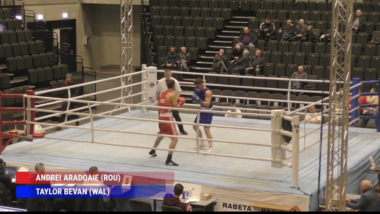 Taylor Bevan (WAL) vs. Andrei Aradoaie (ROU) Algirdas Šocikas 2023 (80kg) background