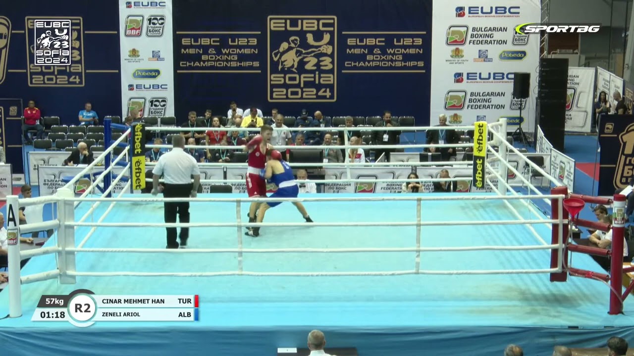 Mehmethan Çinar (TUR) vs. Ariol Zeneli (ALB) EUBC U23 Championships 2024 QF's (57kg) background