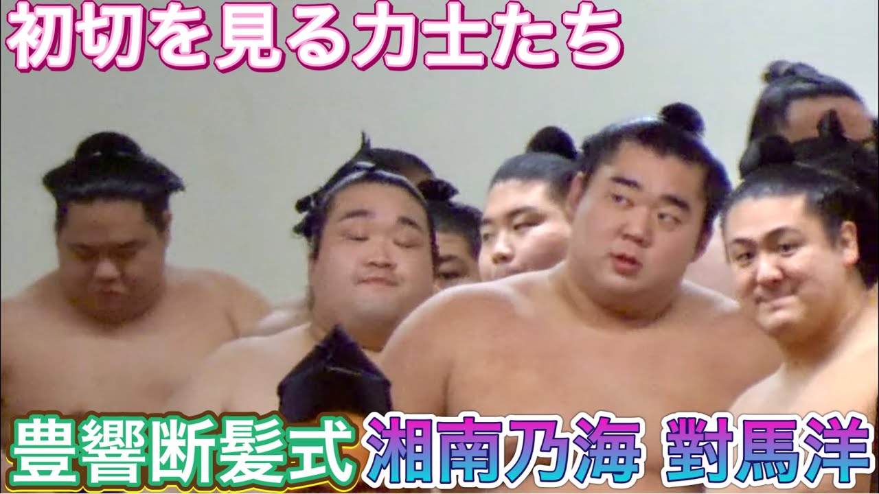 花道から初っ切りを見る力士たち 湘南乃海 對馬洋ニコニコ😊 千代栄 豪ノ山 貴健斗 熱海富士【豊響断髪式】豊響引退山科襲名披露大相撲2023/01/29 TOYOHIBIKI retirement c