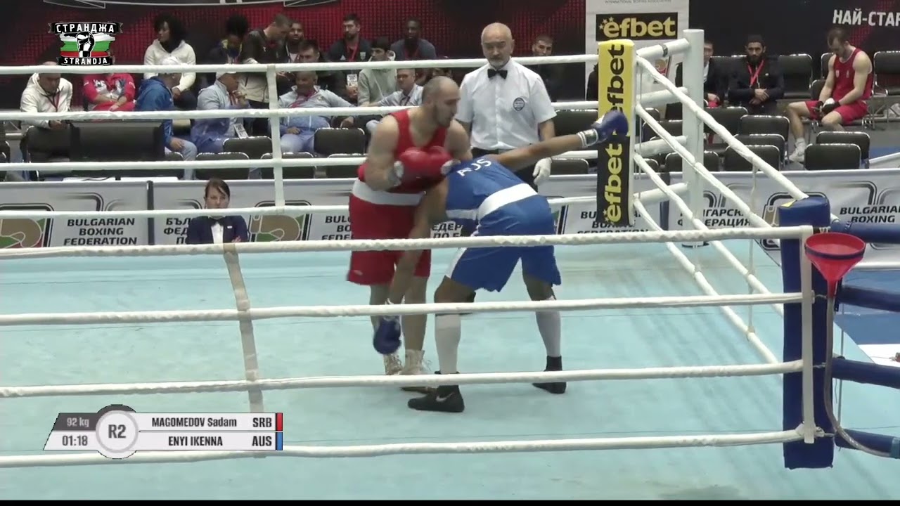 Sadam Magomedov (SRB) vs. Ikenna Enyi (AUS) Strandja Tournament 2023 (92kg) backdrop