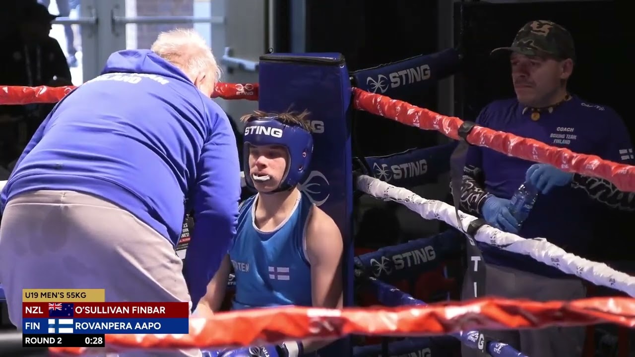 Finbar O'Sullivan (NZL) vs. Aapo Rovanpera (FIN) World Boxing U19 Championships 2024 (55kg) backdrop