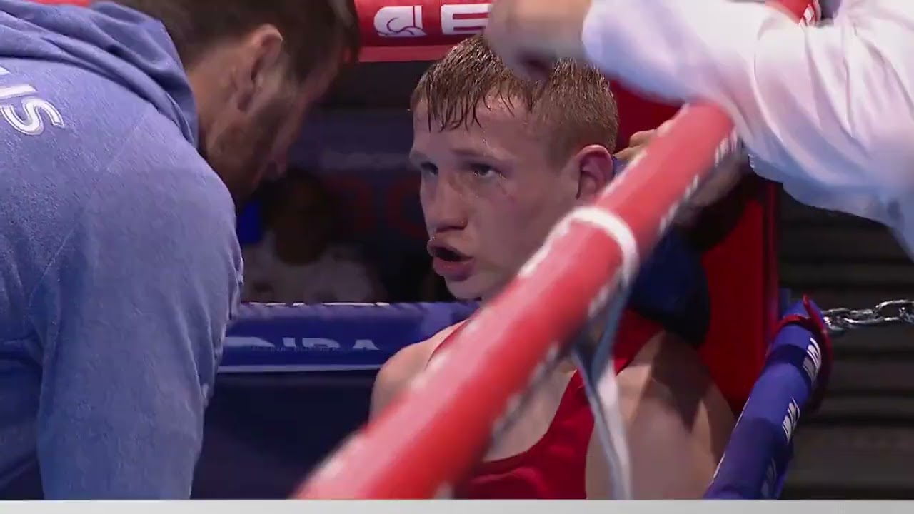 Gabor Virbán (HUN) vs. Dzianis Salotskikh (BLR) European Boxing Championships 2024 (54kg) background