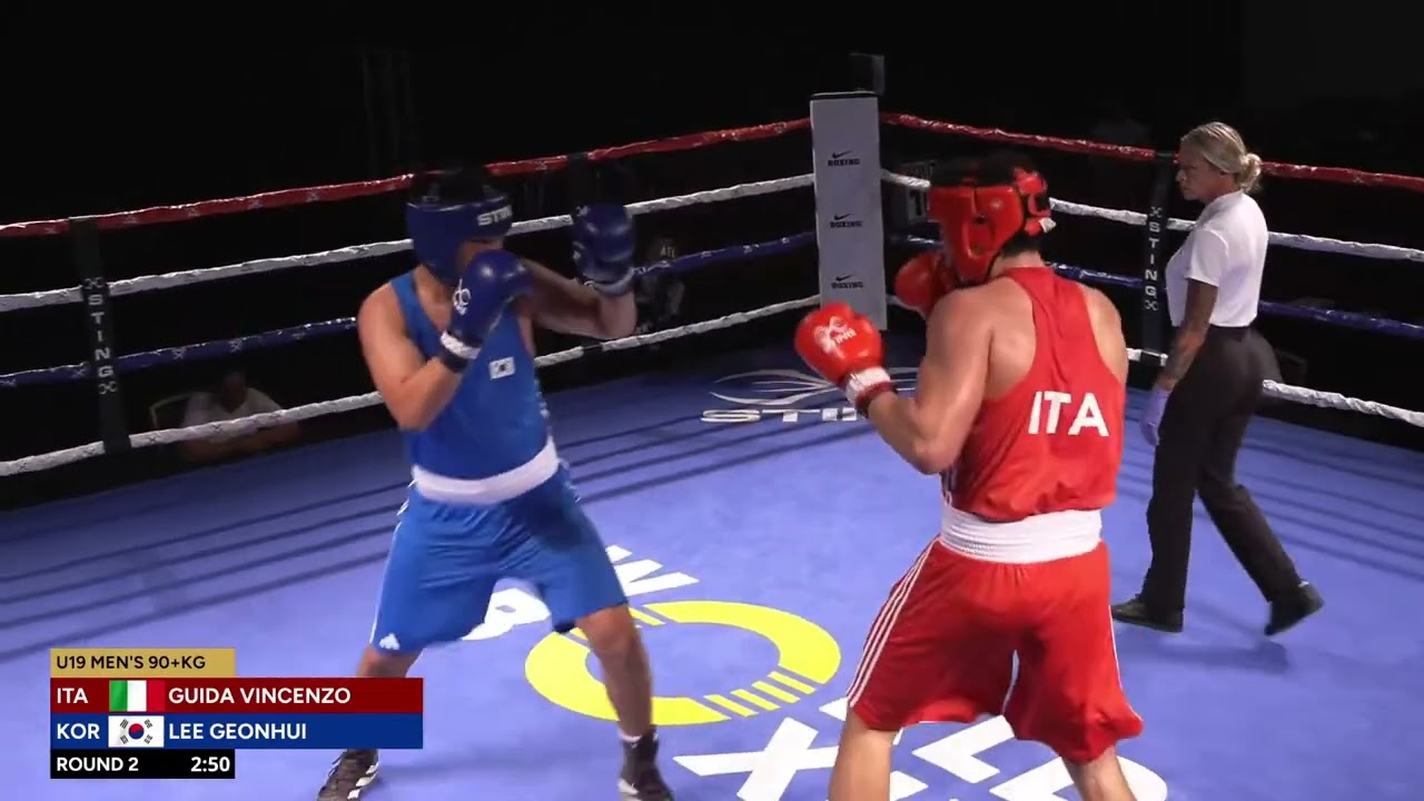 Lee Geon-Hui (KOR) vs. Vincenzo Guida (ITA) World Boxing U19 Championships 2024 SF's (90+kg) background