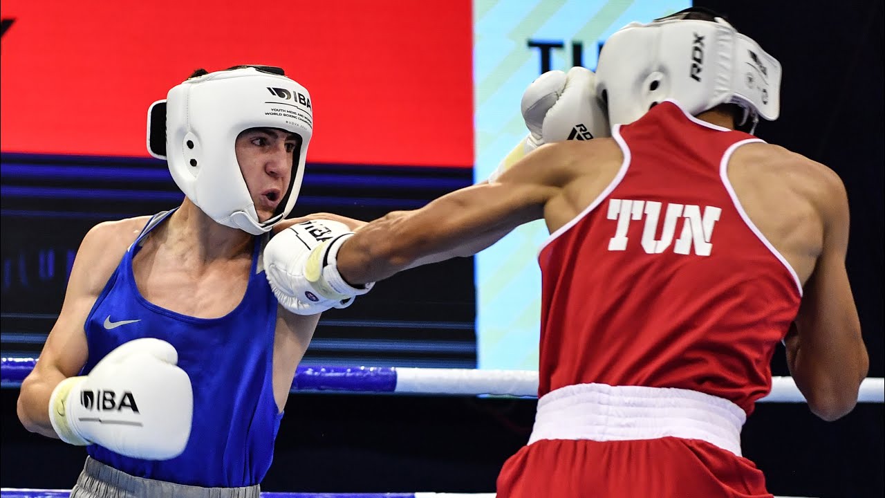 Amantur Dzhumaev (KGZ) vs. Koussay Dallagi (TUN) IBA Youth World Championships 2024 QF's (54kg) backdrop