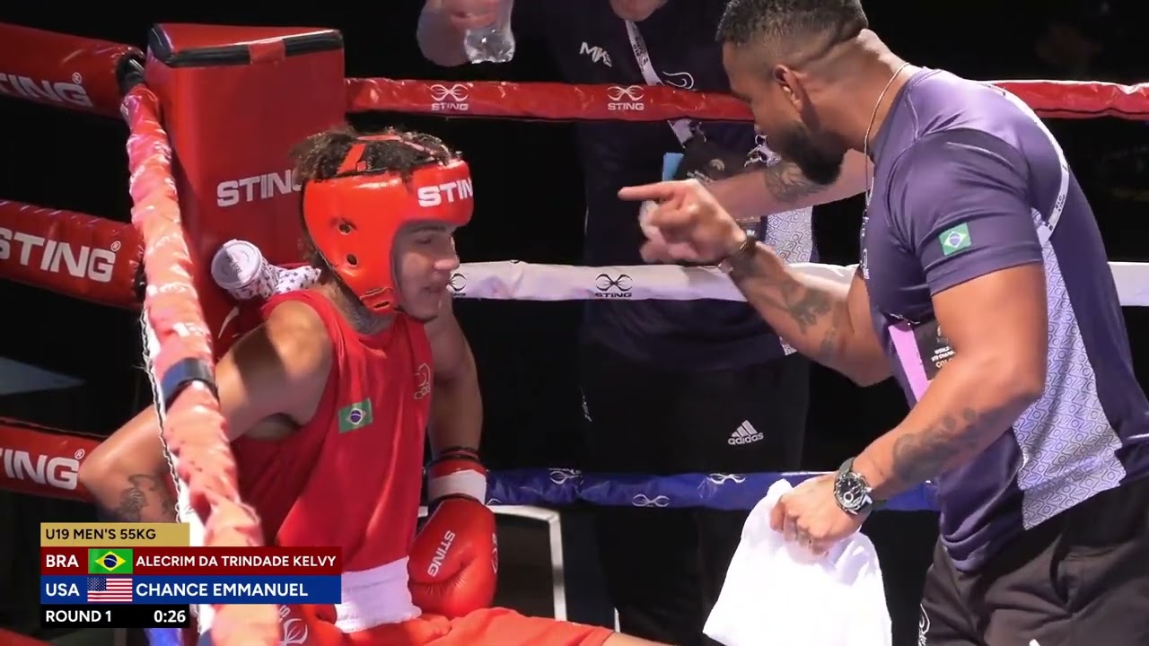 Emmanuel Chance (USA) vs. Kelvy Alecrim (BRA) World Boxing U19 Championships 2024 (55kg) background