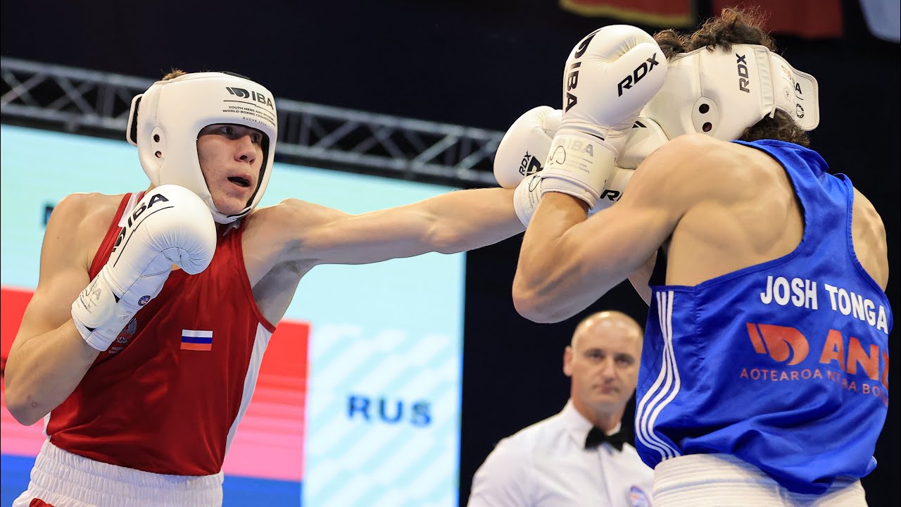 Ruslan Shikhmambetov (RUS) vs. Josh Tonga (NZL) IBA Youth World Championships 2024 SF's (80kg) backdrop