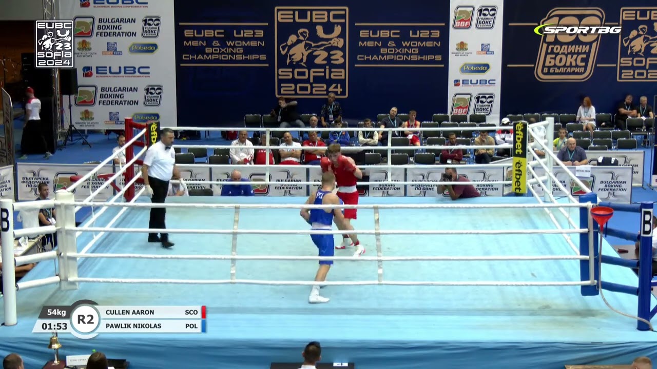 Aaron Cullen (SCO) vs. Nikolas Pawlik (POL) EUBC U23 Championships 2024 (54kg) background