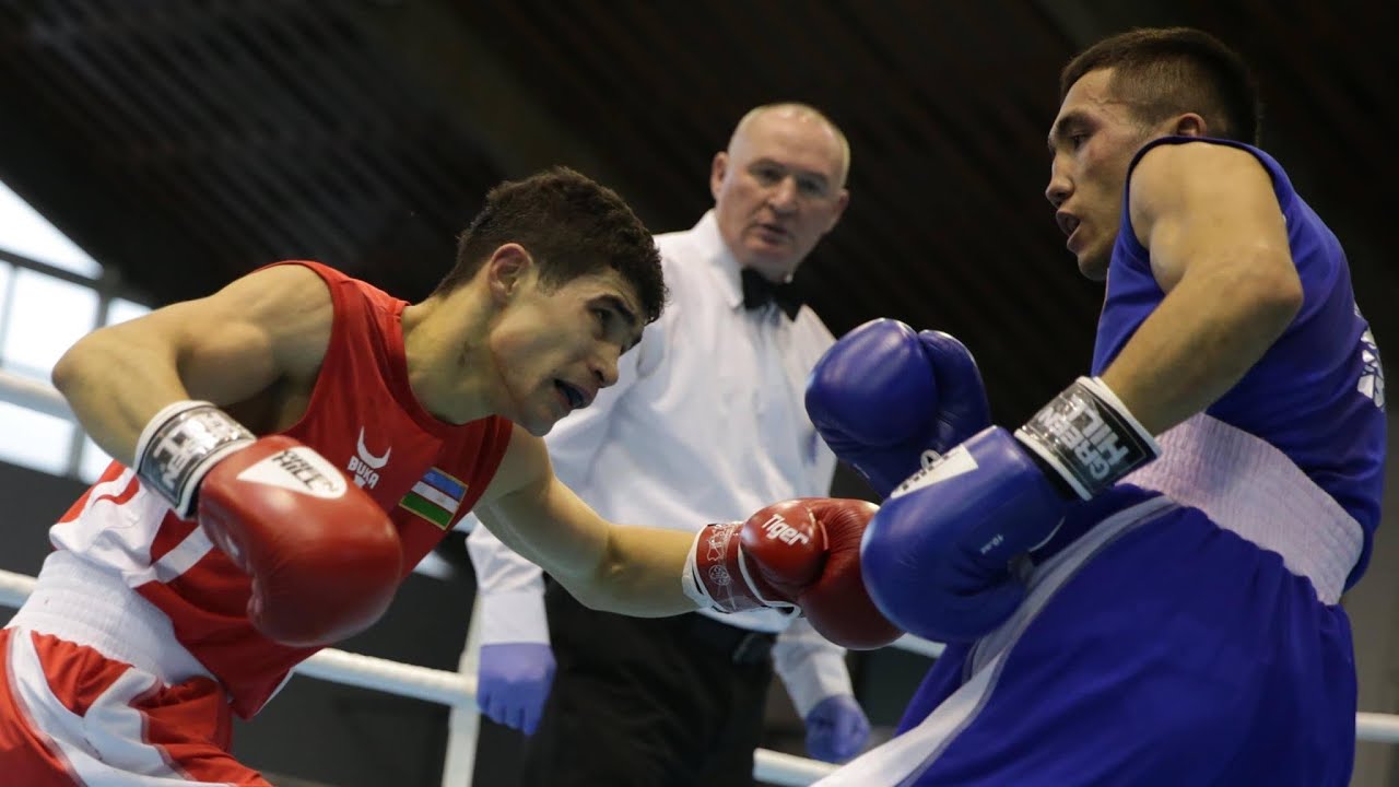 Mirazizbek Mirzakhalilov (UZB) vs. Abdulhay Shorahmatov (UZB) Strandja Tournament 2019 Final (56kg) backdrop