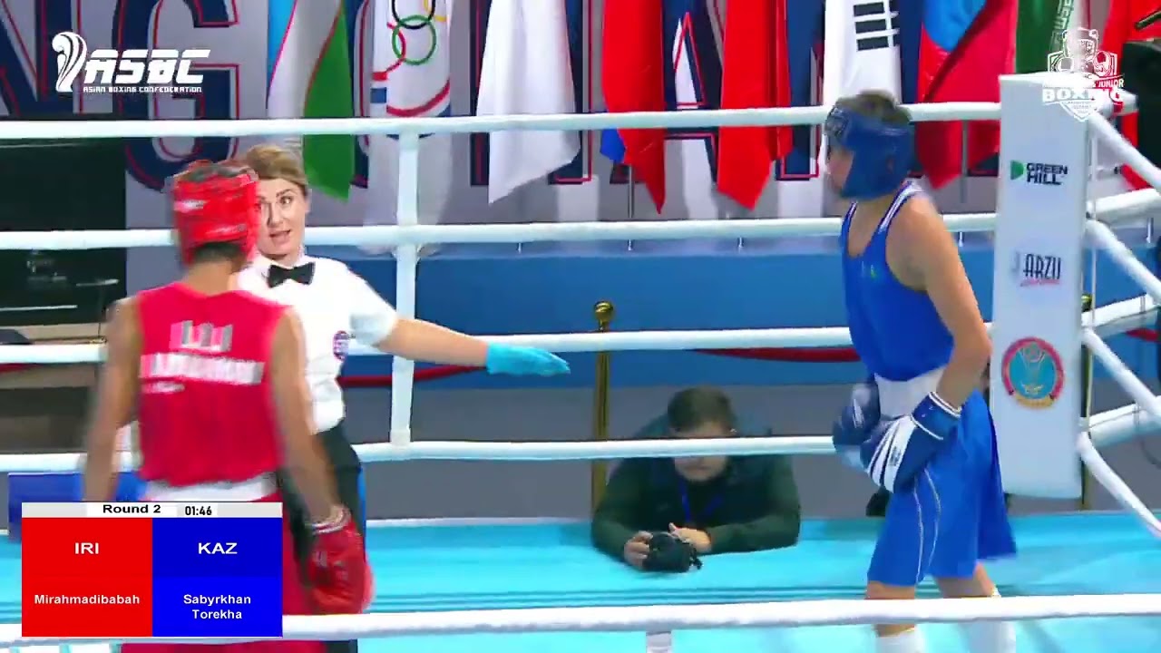 Torekhan Sabyrkhan (KAZ) vs. Mirahmad Seyed Ali Akbar (IRI) Asian Youth Championships 2023 (63kg) background