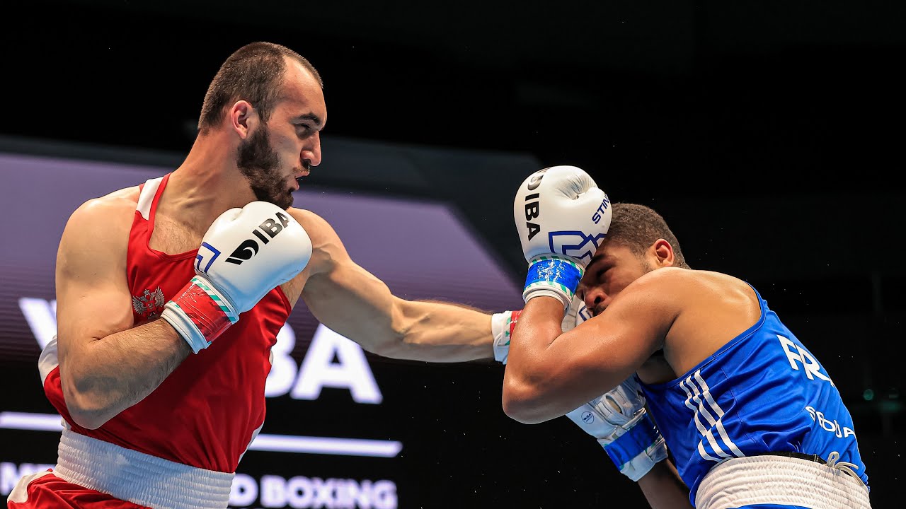 Muslim Gadzhimagomedov (RUS) vs. Soheb Bouafia (FRA) IBA World Boxing Championships 2023 (92kg) background