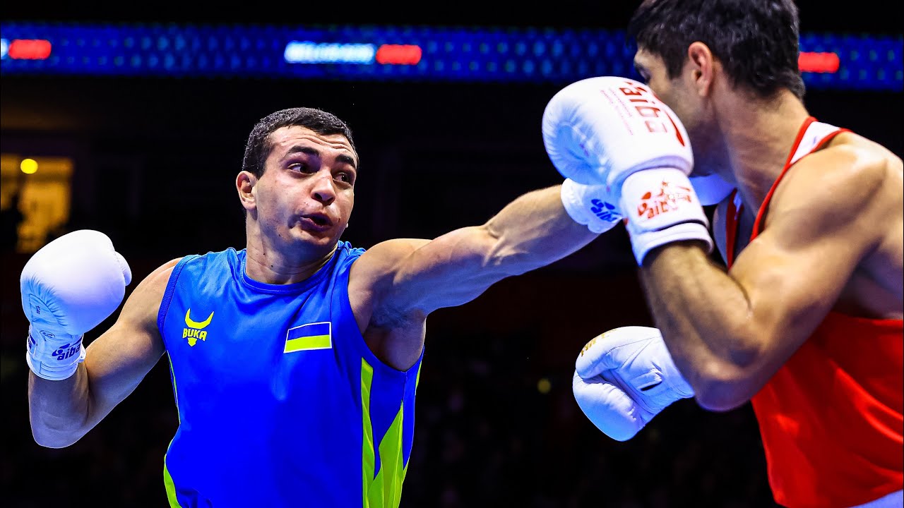 Yurii Zakharieiev (UKR) vs. Vadim Musaev (RUS) AIBA World Boxing Championships 2021 (71kg) backdrop